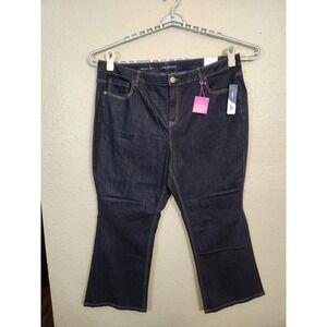 Lane Bryant Womens Bootcut‎ Jeans Dark Wash Denim Stretch Plus Size 24 Short NWT